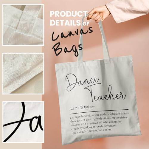 Dance Teacher Canvas Tote Bag - Dance Teacher Appreciation Gifts, Dance Bags for Dancers, Teacher ToteBags
