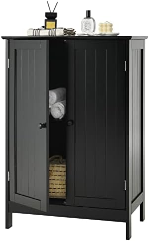 GLACER Bathroom Floor Cabinet, Wooden Storage Cabinet (White)
