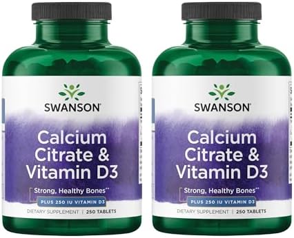 Swanson Calcium Citrate & Vitamin D3 250 Tabs (2 Pack)