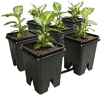 Active Aqua GFOE3 Flow 2.0 6 Square Pots 5-Gallon 13-Liter Bucket Hydroponic Grow Flow Expansion Kit System with Fittings, Connectors, & Tubing, Black