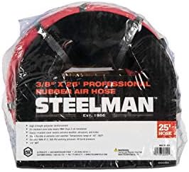 Steelman 50-Foot x 3/8-Inch ID Rubber Air Hose for Pneumatic Tools, 3/8-Inch Male NPT Brass Fittings, 300-PSI Working Pressure