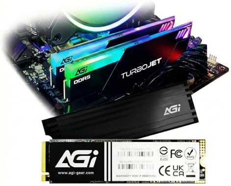 AGI Gaming Upgrade Kit: UD858 TURBOJET RGB DDR5 6000MHz 32GB (2x16GB) CL30 Desktop Memory & AI828 1TB NVMe PCIe 4.0 M.2 SSD with Heatsink