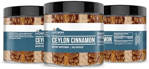Earthborn Elements Ceylon Cinnamon 200 Capsules, Pure & Undiluted, No Additives