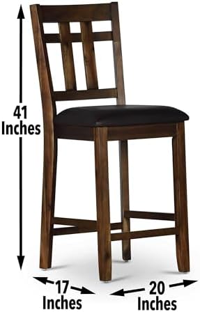 Steve Silver Co Saranac Counter Chair, 24-Inch Seat, Slat-Back Design, Set of 2 Chairs, Mocha Finish, Rustic Styling, Dining Room, Kitchen, Barstool