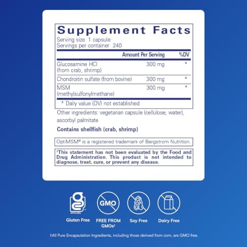 Pure Encapsulations Glucosamine Chondroitin with MSM - Supports Joint Health & Normal Cartilage Formation* - Maintains Enzyme Activity - Gluten-Free & Non-GMO - 60 Capsules | Supports Joint Health and Normal Cartilage Formation*, Maintains Enzyme Activit…