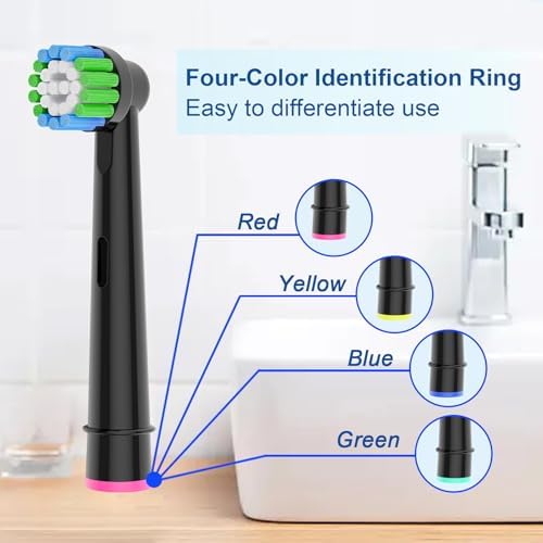 8pcs Replacement Heads Compatible with Oral B Electric Toothbrush, 4pcs Precision Clean and 4pcs Cross Clean Brush Heads, Black