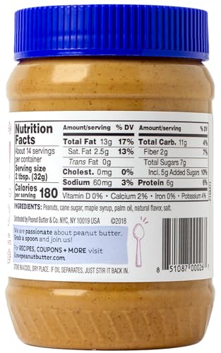 Peanut Butter & Co. Mighty Maple Peanut Butter, 16 oz (2 Pack) | Non-GMO Project Verified, Gluten Free, Kosher, 6g Protein, Maple Peanut Butter, USA-Grown Peanuts, No HFCS, Breakfast Spread