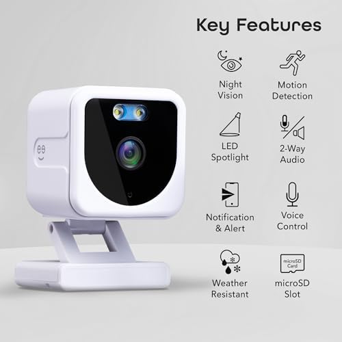 Geeni Mini 1080P Indoor/Outdoor Security Camera 2-Pack, Smart WiFi Cameras with Motion & Sound Detection, Night Vision, 2-Way Audio
