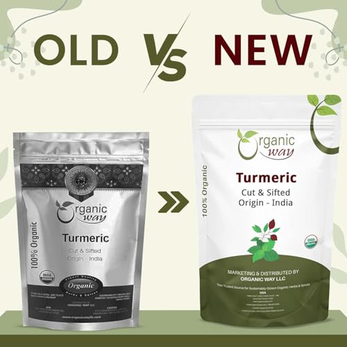 Organic Way Turmeric/Haldi Root Cut & Sifted - Herbal Tea (16 Ounce)