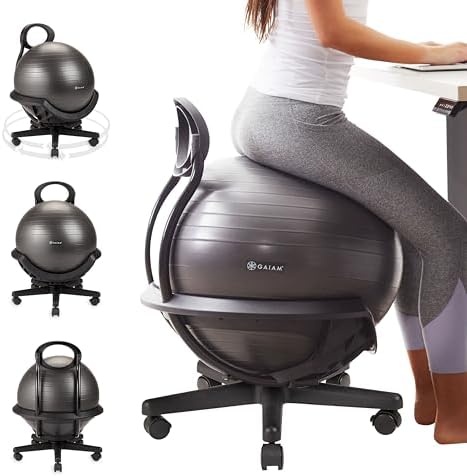 Gaiam Ultimate Balance Ball Chair, Swivel Base, Home & Office