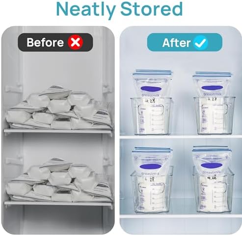 Vtopmart 4Pcs Clear Breastmilk Storage Bags Container in Freezer Fridge