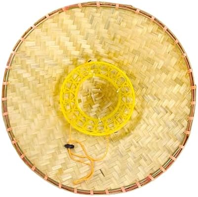 Chinese Rice Bamboo Hat for Men, Asian Straw Sun Hats for Farmer Patty, Samurai, Helloween