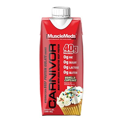 MuscleMeds Carnivor RTD, Ready to Drink Protein, Lactose Free, Sugar Free, 40g Isolate Protein, Muscle Building, Recovery, Chocolate, 16.9 Fl Oz (Pack of 12)