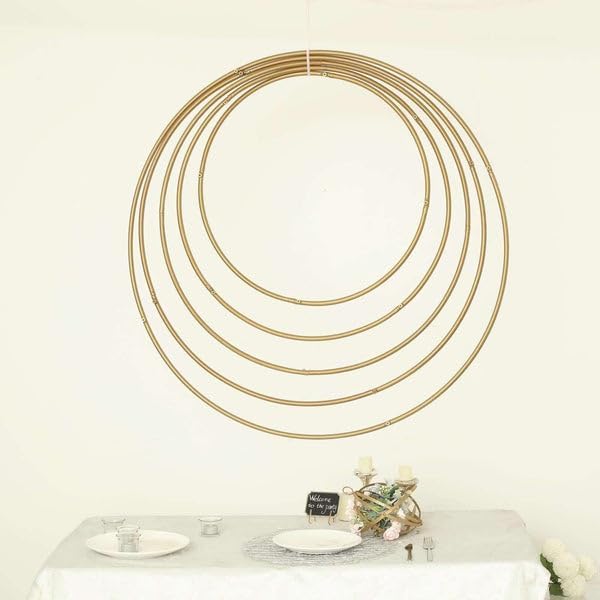 Tableclothsfactory 24" Heavy Duty Gold Metal Floral Hoop Wreath Hanging Rings for Wedding Party Decoration