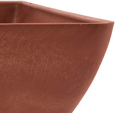 PSW Pot Collection 12x6 inch Plastic/Stone/Wood Composite Square Planter – No Drainage Hole (Drillable), Modern Indoor/Outer Pot for Flowers, Foliage, Succulents, Fairy Gardens, Dark Charcoal