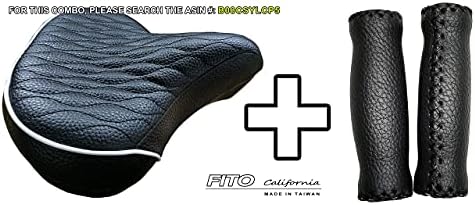 Made in Taiwan, Fito GSW Beach Cruiser Comfort Retro City Bicycle Saddle Seat, Black White Trim