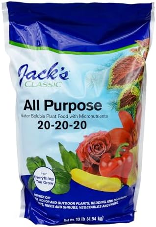 Jack's Classic 20-20-20 All Purpose Water-Soluble Fertilizer, 8oz | Powdered, Targeted Micronutrient Package, Promotes Growth, Green-Up, and Leaf Expansion on All Indoor and Outdoor Plants