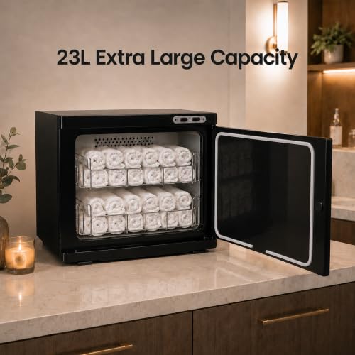 ForPro Professional Collection Premium Hot Towel Warmer, 23L Extra Large Capacity, Two Stainless Steel Racks, Black