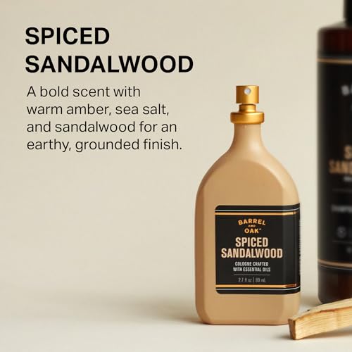 Barrel & Oak Essential Oil Based Cologne for Men, Bourbon Cedar, 2.7 oz | Long-Lasting Men's Cologne, Day & Night Fragrance, Paraben & SLS Free, Gifs forMen