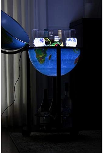 Empire Illuminated Bar Globe 16" diameter Blue Ocean Topographical/Political map with up to date cartography
