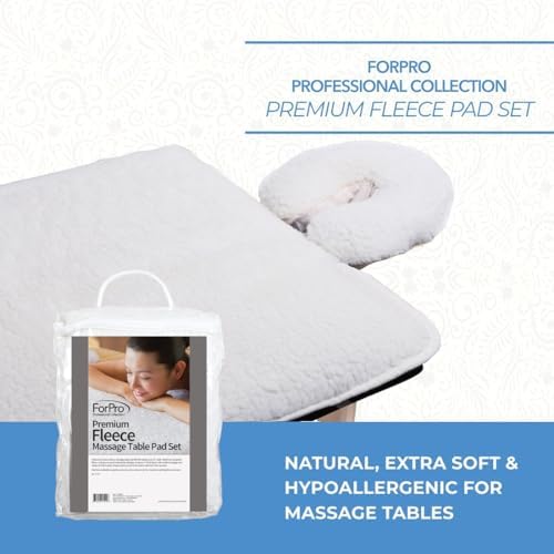 ForPro Fleece Massage Pad Set, 31Wx72L in, Hypoallergenic | for Massage Table Face Cradles, Face Rest Covers, Headrest Covers, Spa Cradle Covers, Salon & Spa Essentials