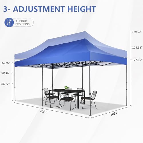 10x20 ft Pop up Canopy Tent, Wonlink Folding Heavy Duty Height Adjustable Shelter Gazebos with Wheeled Bag