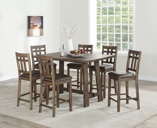 Steve Silver Co Saranac Counter Chair, 24-Inch Seat, Slat-Back Design, Set of 2 Chairs, Mocha Finish, Rustic Styling, Dining Room, Kitchen, Barstool
