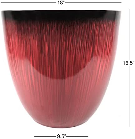 (EPR18-105) Large Egg Shaped Planter - Modern Indoor & Outdoor Decorative Flower Pot/Box (18 Inch, Red Flower)
