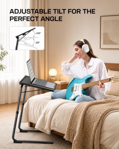 LORYERGO Multifunctional TV Tray Table - 2 Packs Adjustable TV Dinner Tray Tables with 6 Height & 3 Tilt Angle