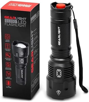 GearLight High-Powered LED Flashlight S1200 - Mid Size, Zoomable, Water Resistant, Handheld Light - High Lumen Camping, Outdoor, Emergency Flashlights - S1200-1 Pack, (Batteries Not Included)