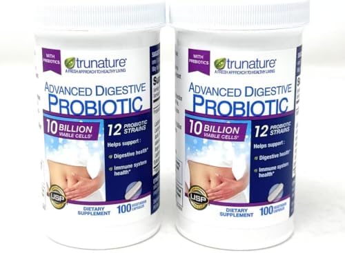 Trunature Digestive Probiotic Capsules, Healthy Immune System 2Pack (100 Count) Product is Recommended