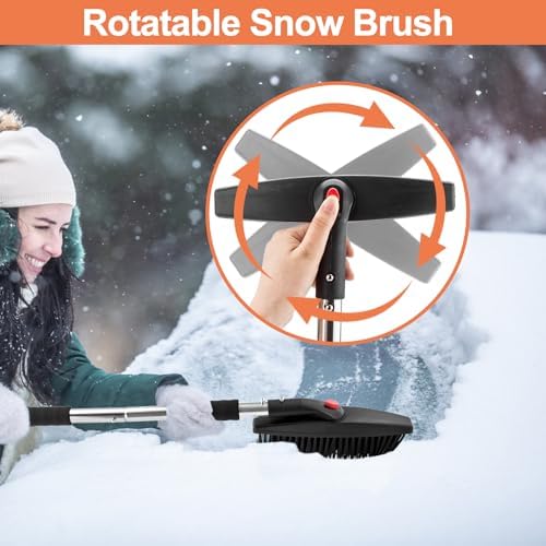 3-in-1 Portable Snow Shovel Kit with Ice Scraper and Snow Brush | Emergency Collapsible Design Snow Remover Set for Garden, Camping, Car