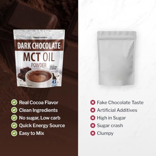 Opportuniteas MCT Oil Powder, Keto Coffee Creamer, Dark Chocolate, 6 oz | Low Carb, Keto Friendly, Boosts Energy & Mental Focus