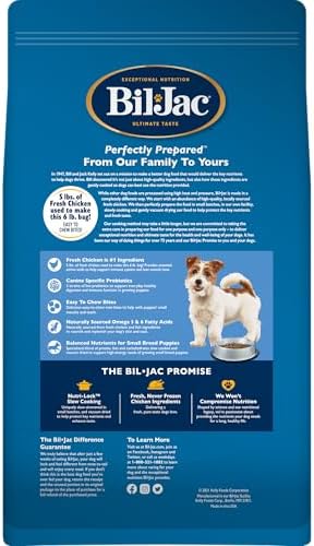 Bil-Jac Small Breed Puppy Dry Dog Food with Chicken, Oatmeal & Yams | 6 lb | Fresh Chicken Is the #1 Ingredient with Probiotics, Easy-to-Chew Bites & Omega Fatty Acids to Support Healthy Puppy Growth