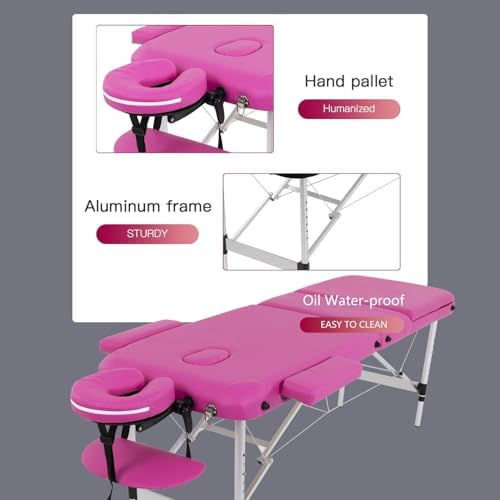 BestMassage Aluminium Massage Bed Portable Massage Table 28 inch Wide Lash Bed Height Adjustable 3 Folding Spa Table with Non-Woven Bag for Spa Footmassage Facial CareSpa Tattoo