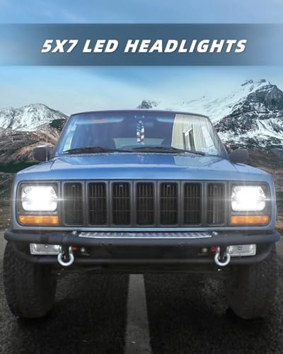 Square 5x7 / 6x7 Inch Led Headlight High Low Beam Headlamp Compatible with Jeep Wrangler YJ Cherokee XJ Trucks Replacement H6054 H5054 H6054LL 69822