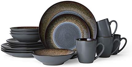 Pfaltzgraff 5237442 Monroe 16-Piece Porcelain Dinnerware Set, Dark Gray (Pack of 16)