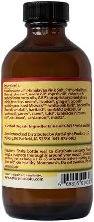 Healthy Teeth & Gum Mouthwash 8 fl oz, Herbal Oral Rinse for Fresh Breath | Organic, alcohol- & fluoride-free, non-GMO; supports healthy gums & enamel