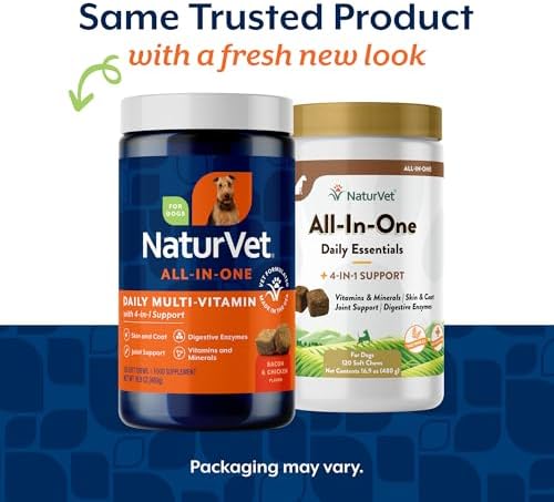 NaturVet All-in-One Cat & Dog Supplement Daily Multivitamin - 13 Oz Powder | Daily Multivitamin for Dogs & Cats - Supports Digestion, Skin & Coat with Omega-3, 6, 9 in a Wheat-Free Formula, 13 Oz Powder