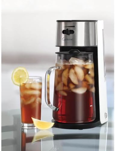 Capresso Stainless Steel Iced Tea Maker Glass Pitcher One Button Operation