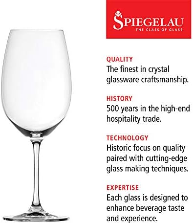 Spiegelau Salute Stemmed Red Wine Glasses, Lead-Free Crystal Wine Glasses for Pinot Noir, Cabernet, Wedding, Anniversary, Housewarming, Birthday Gifts, Elegant Glassware, Home Bar, 19.4 oz, Set of 4