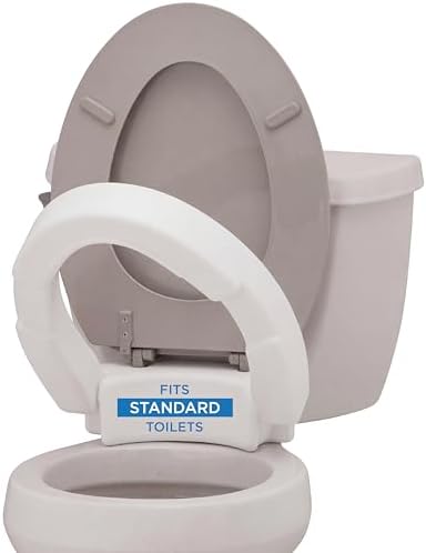 NOVA Raised Toilet Seat for Seniors & Post-Surgery Recovery – Elongated Bolt-On Under-Seat Design Uses Existing Toilet Seat & Lid, 3.5” Elevation, 300 lb Capacity, Durable Plastic, Easy Install