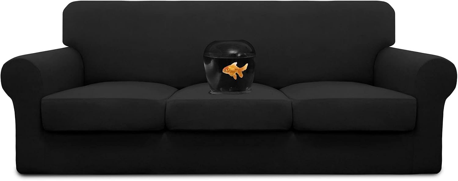 Easy-Going 4 Pieces Waterproof Recliner Chair Slipcover Washable | Stretch Soft Couch Cover for Dogs, Sofa Slipcover for Recliner Couch Furniture Protector for Kids, Pets Dark Gray