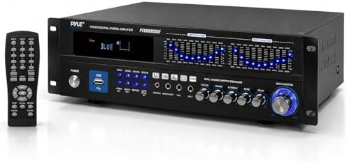 Pyle Bluetooth Hybrid Home Amplifier - 6-Channel 2000W Rack Mount Power Amplifier Receiver w/ Radio - Dual 10 Band EQ, Karaoke Microphone x2, USB, RCA