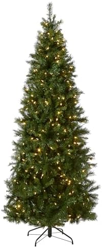 National Tree Company 7.5ft Pre-Lit Lehigh Valley Pine Slim Christmas Tree | 450 LED Lights, 1, 105 Tips, 10 Light Functions, Foot Pedal