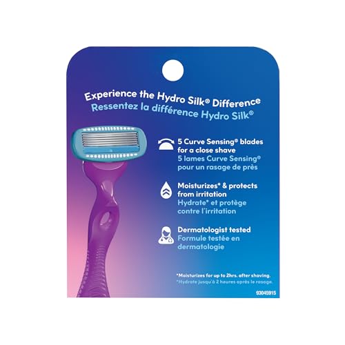 Schick Hydro Silk Moisture Razor Blade Refills, 4 Count | 5-Blade Moisturizing Razors for Women | Womens Moisturizing Razor Refills