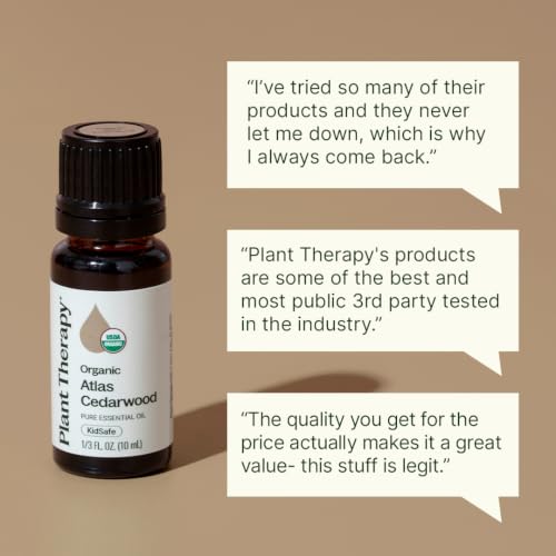 Plant Therapy Atlas Cedarwood Essential Oil 10 mL USDA Certified Organic | 100% Pure and Undiluted, for Essential Oil Diffusers and DIY Skincare