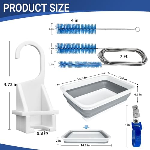9 Pack CPAP Cleaning Kit, Collapsible Wash Basin, CPAP Hose Holder | CPAP Tube Clips, CPAP Tubing Holder