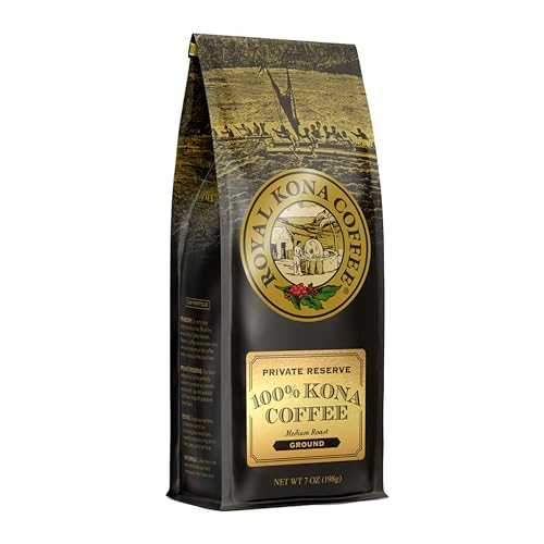 ROYAL KONA COFFEE Whole Bean - 100% Hawaiian Kona Coffee, Private Reserve, Medium Roast, (Pack of 2)