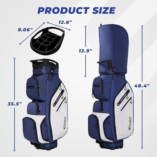 Golf Cart Bag 14-Way Organizer Divider, Lightweight 5.5 lbs Golf Club Bags for Men & Women, 10 Pockets with Cooler, Dual Waterproof Valuables Pockets, Rain Cover
